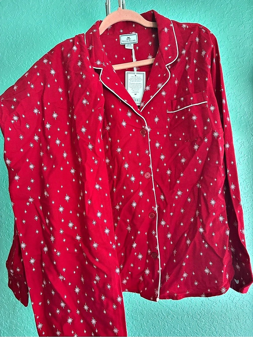 Petite Plume Starry Night Pajama Set Red Star Medium NWT Christmas holiday